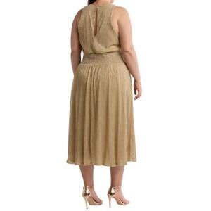 NWT Marina 2X Gold Dress‎ Shimmer A-Line Midi Cocktail Formal Wedding Holiday